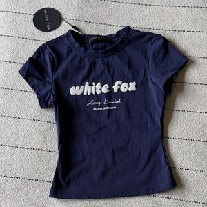 NWT White Fox Navy Blue Baby Tee